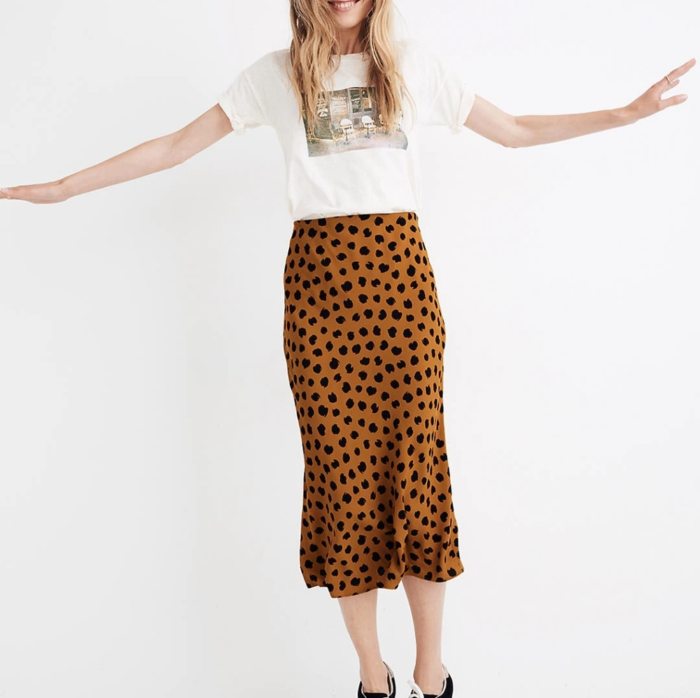 NWT Madewell Midi Slip Skirt in Painted Spots 2